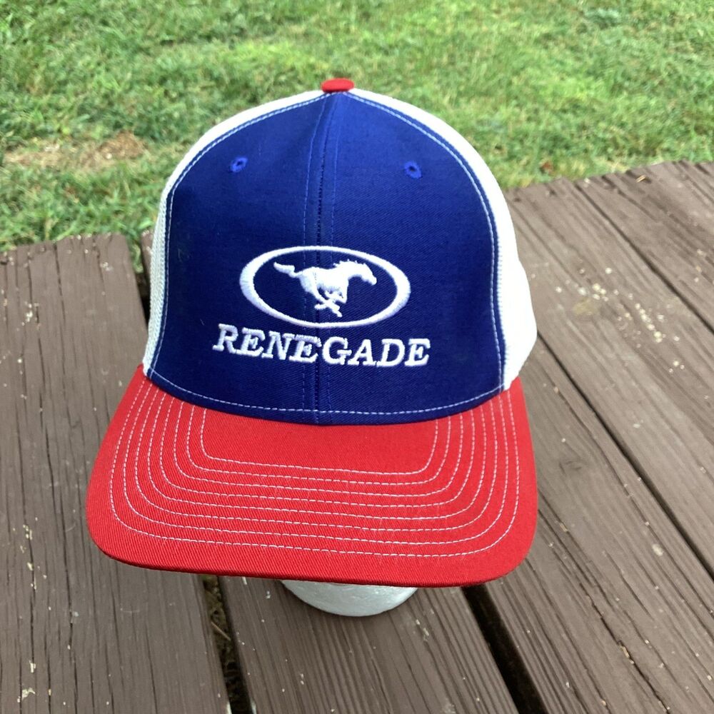 Richardson Renegade Trucker Hat Blue‎ White Red Horse Logo Snapback Cap